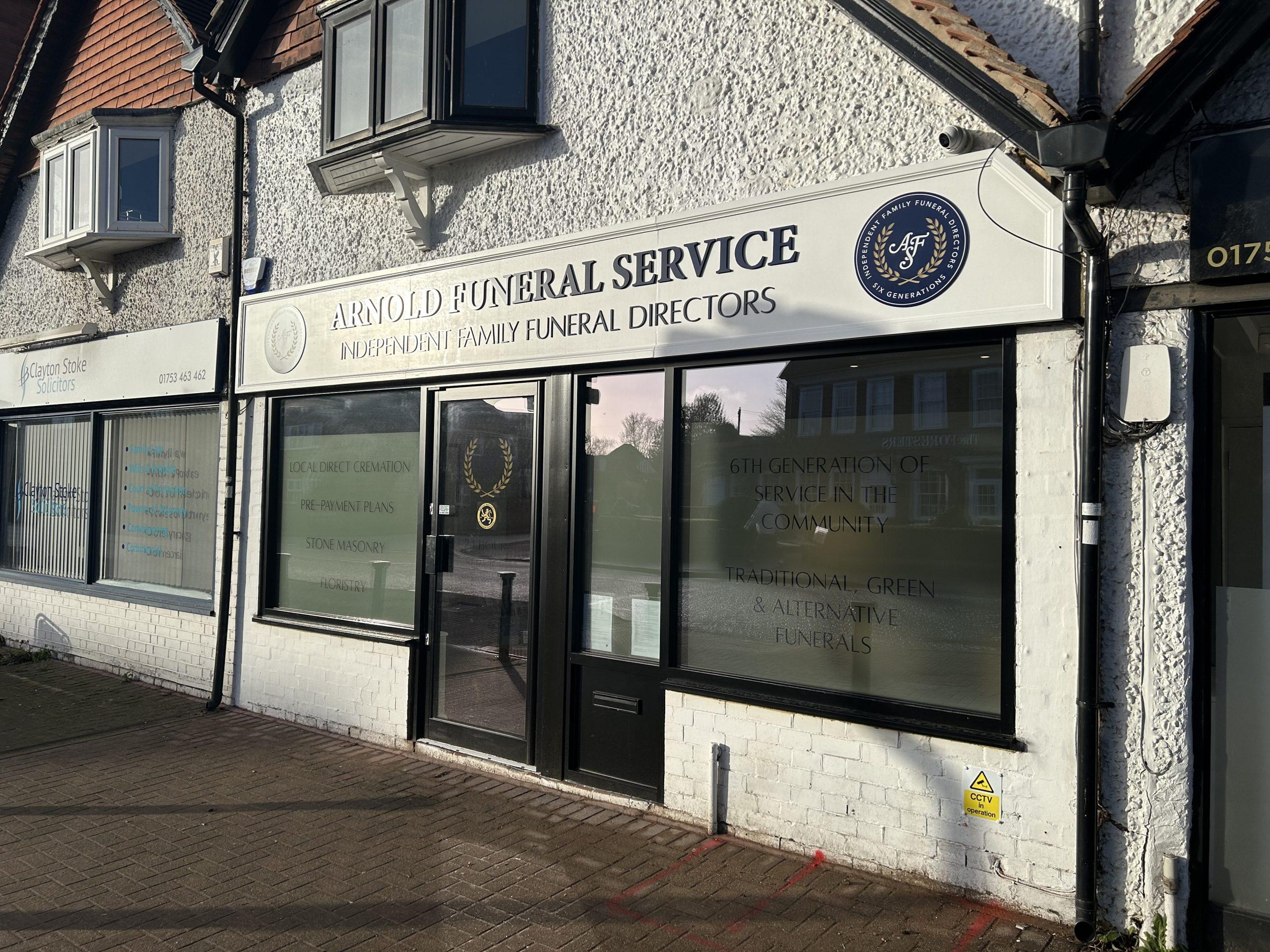 Arnold Funeral Service Farnham Common branch exterior on Beaconsfield Road