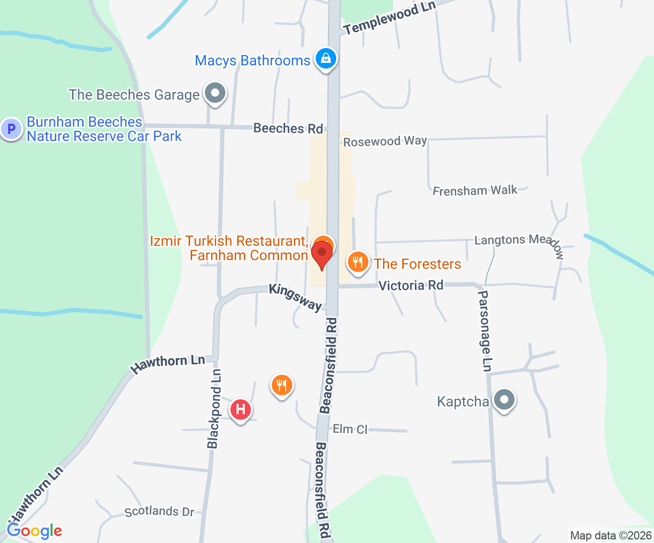 Map showing Arnold Funeral Service Farnham Common office