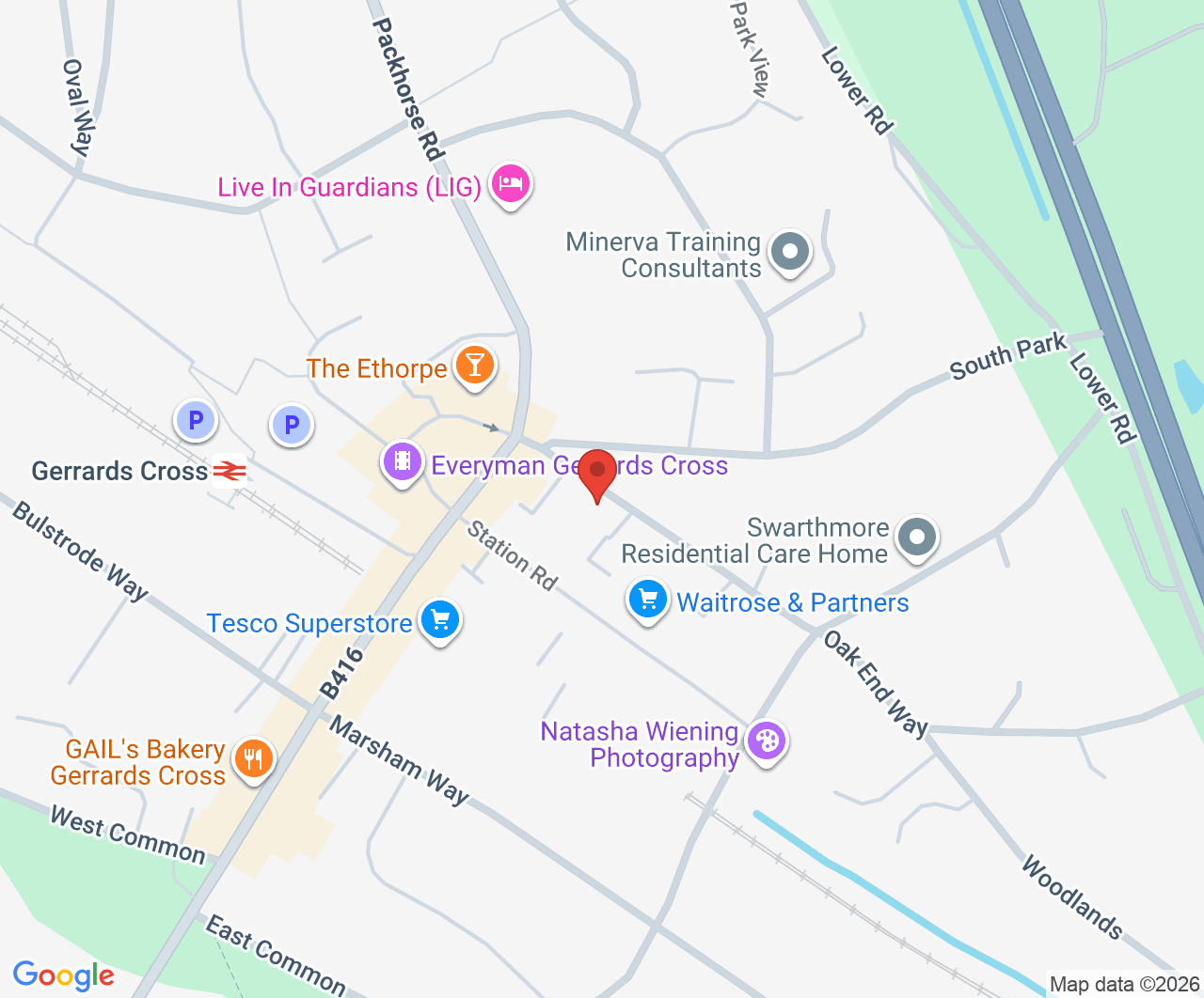 Map showing Arnold Funeral Service Gerrards Cross office