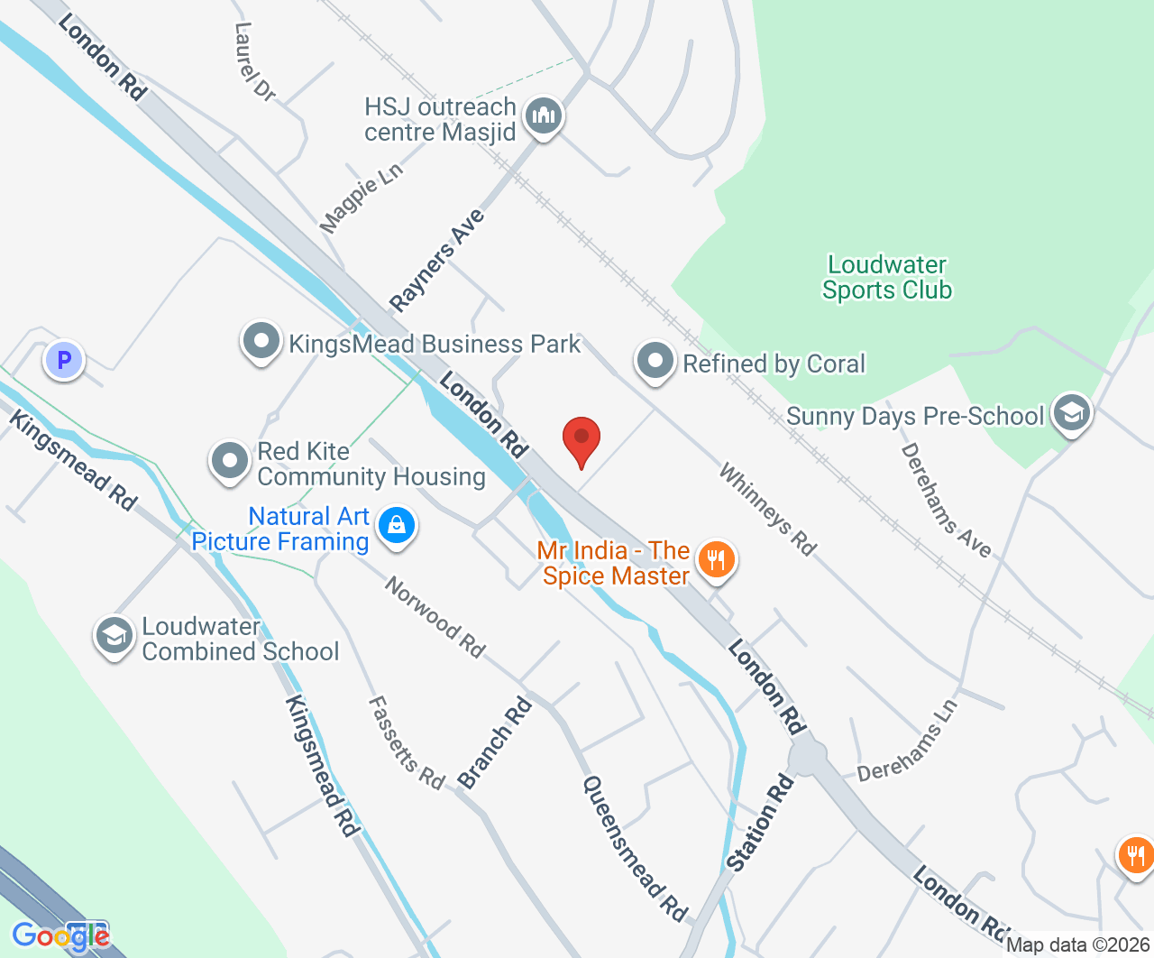 Map showing Arnold Funeral Service High Wycombe office in Loudwater